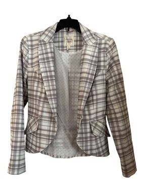 Autres Filles Plaid Tailored Blazer Jacket in Light Gray
